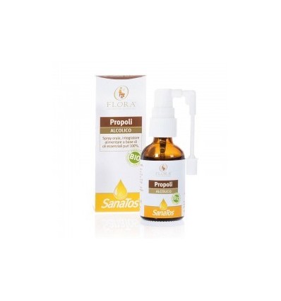 BIO SANATOS PROPOLIS Z ALKOHOLOM Z ETERIČNIMI OLJI V SPREJU 30 ml, ustni sprej